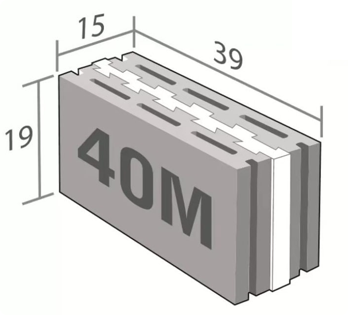 อิฐคูลบล็อกรุ่น 40M หนา 15 ซม.